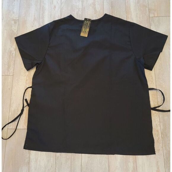 Natural Uniforms XL Natural Comfort Unisex Sz Large Black Pockets Tie V-Neck NWT - Picture 4 of 5